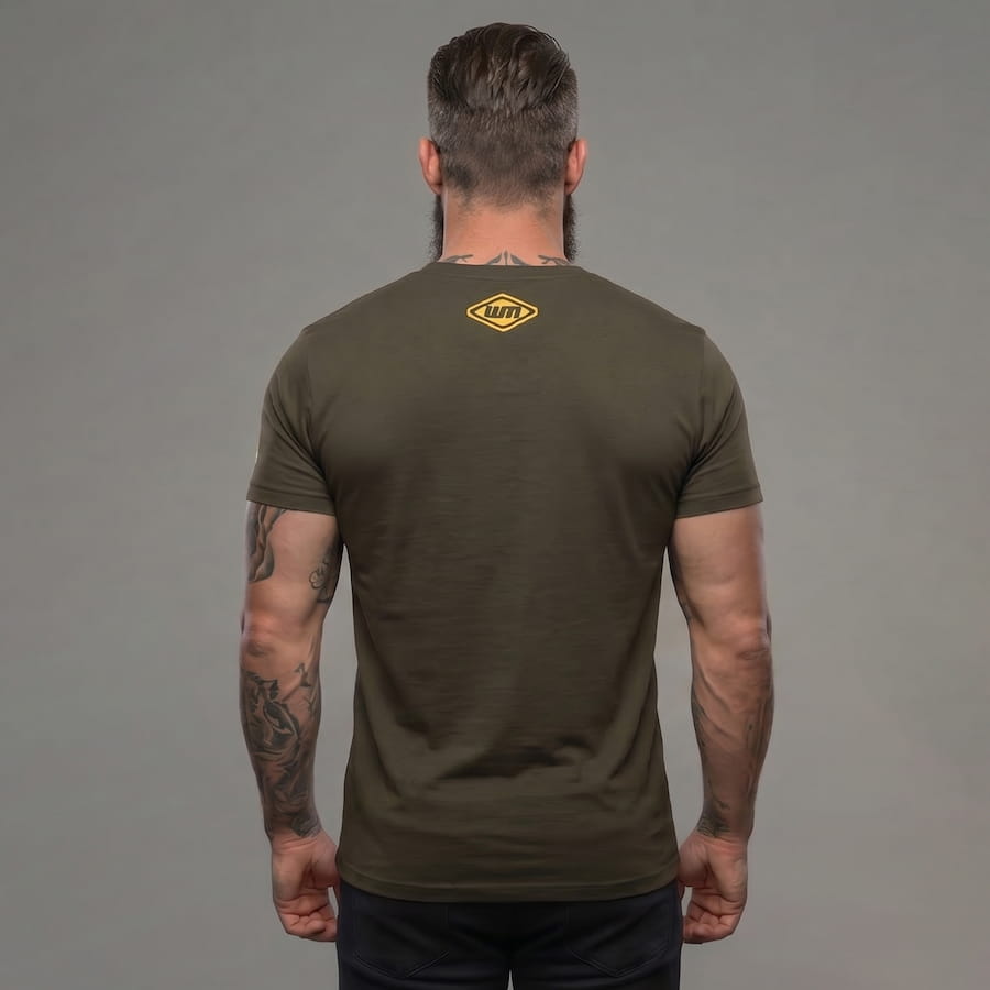 Tee-shirt homme kaki Western Motors, vue de dos