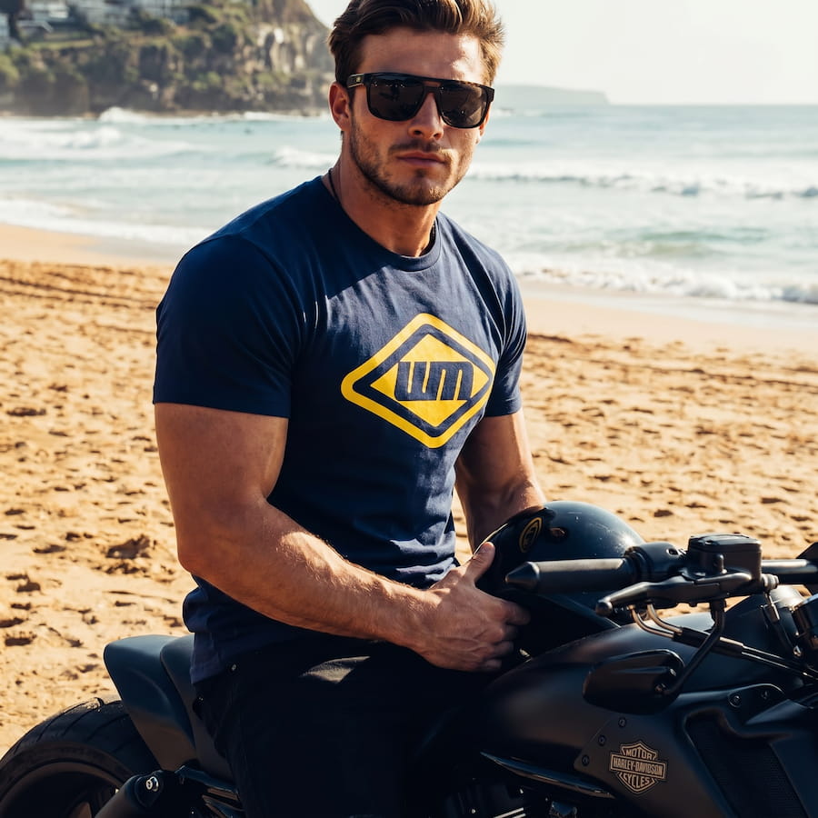 Tee-shirt homme bleu marine Western Motors